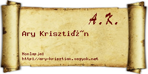 Ary Krisztián névjegykártya